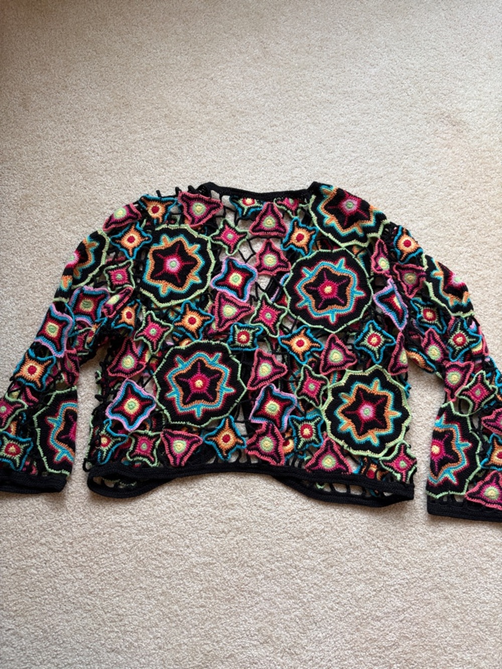 Norm Thompson Crochet Star-Pattern Women's Cardigan Sweater size L - Picture 4 of 4